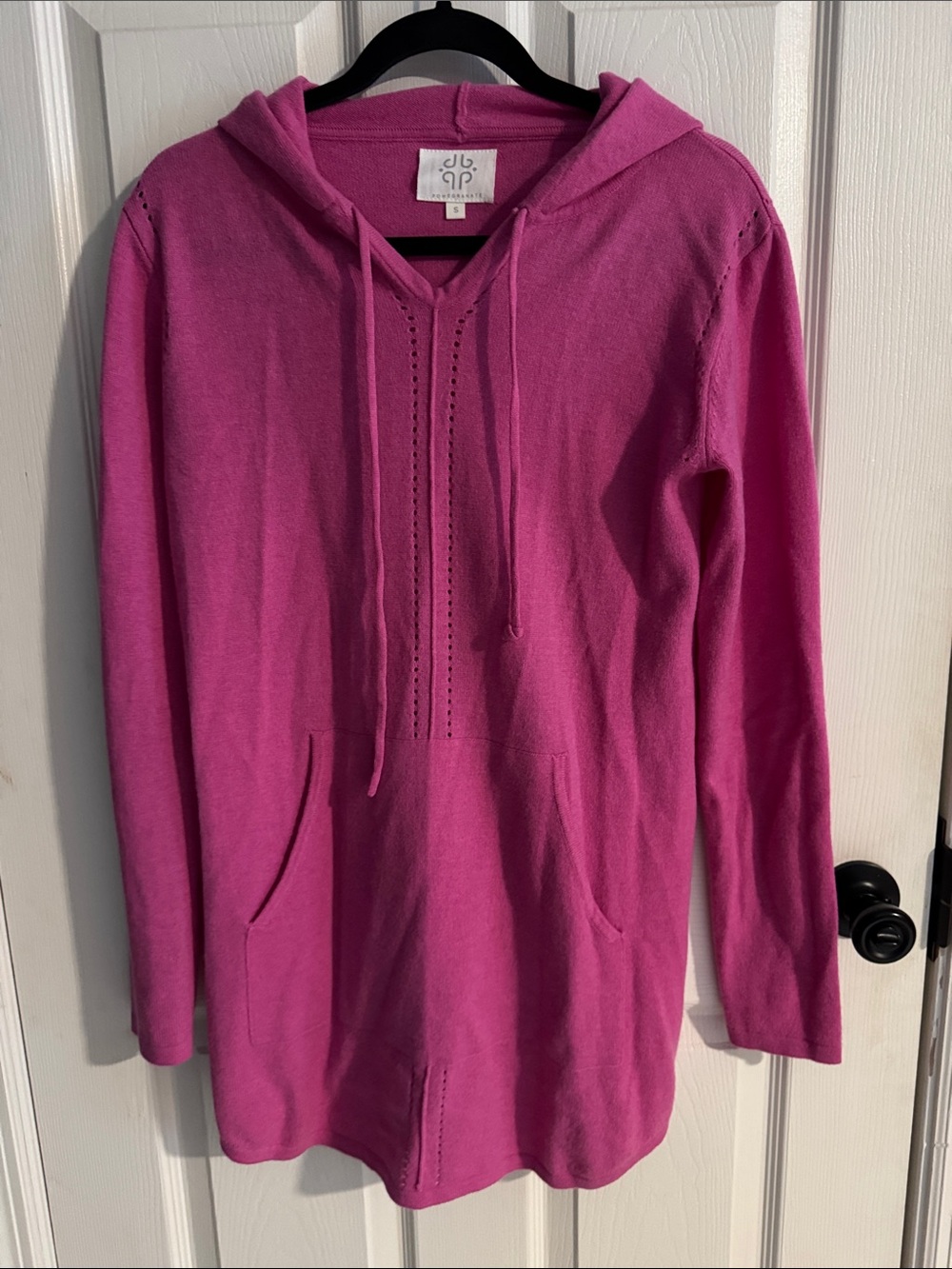 Magenta Hooded Knit Tunic Sweater - Unbranded